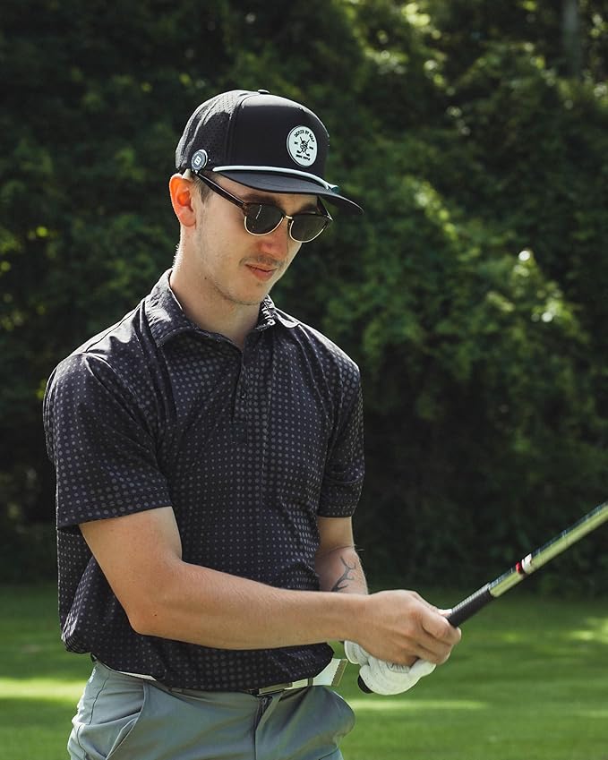 BRIMZ Golf Performance Hat - Tee Holder & Magnetic Ball Marker - Breathable, Sweat & Water Resistant Golfing Snapback Hat