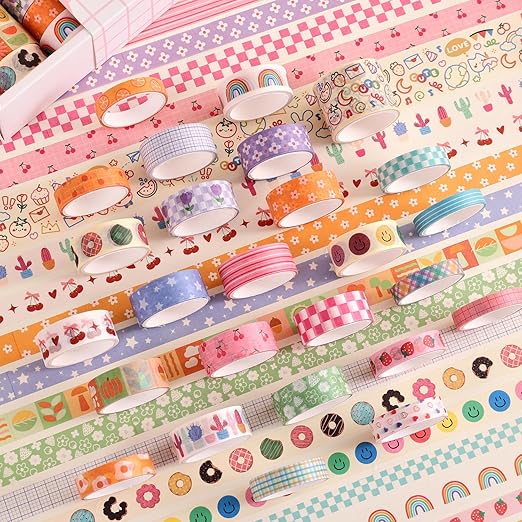 32 Rolls Colorful Cute Floral Writable Washi Tape Set, Decorative Tapes - Image 3