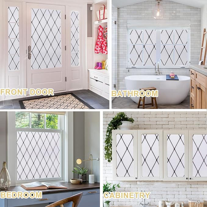 Window Privacy Film Decorative for Front Door, Bathroom Static Cling Stained - Image 7