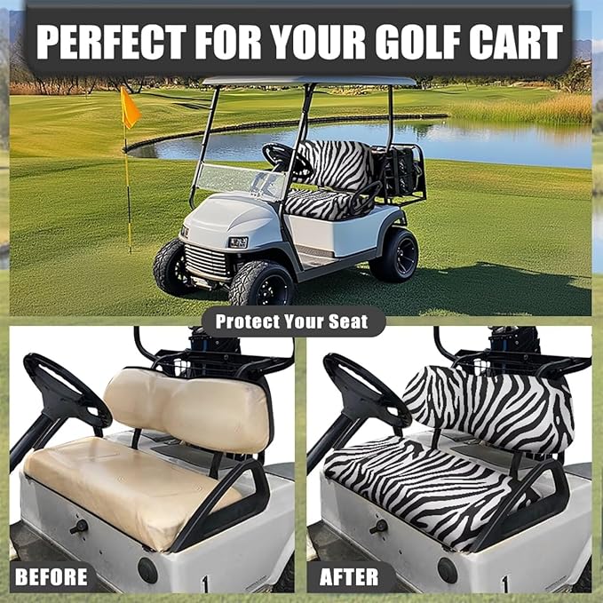 Yewatlles Golf Cart Seat Cover, Golf Cart Seat Towel Blanket Suitable for All 2-Seater Carts, Golf Cart Seat Towel Golf Cart Seat The Seat Clean Zebra Skin