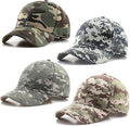 4 Pack Camo Baseball Caps, Unisex Structured Plain Baseball Hats, Army Military Camouflage Hat for Sport Tactical Game