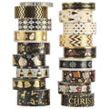 18 Rolls Christmas Washi Tape Holiday Masking Tape Black Christmas Wrapping by Sereliy