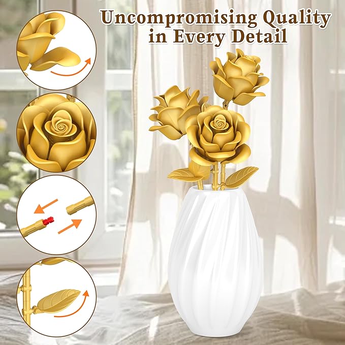 Gold Roses Flower Building Set - Image 3