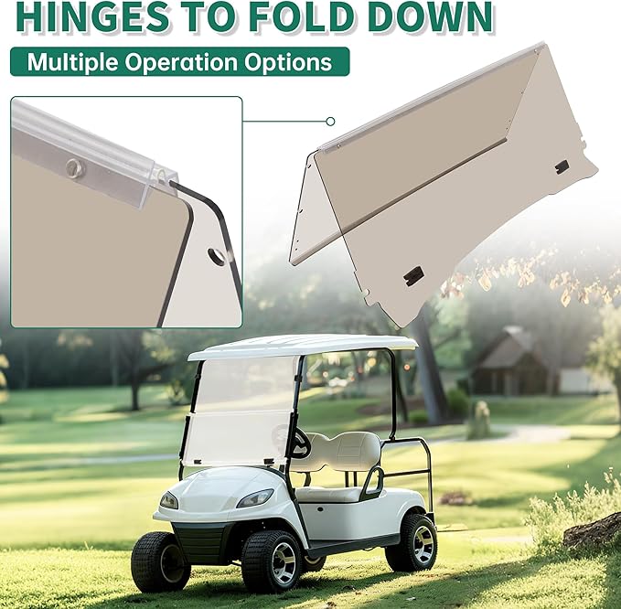 ECOTRIC Tinted Windshield Compatible with 1994-2014 EZGO TXT/Medalist Gas or Electric Models Golf Cart Windshield Folding Down Impact Resistant Windshield