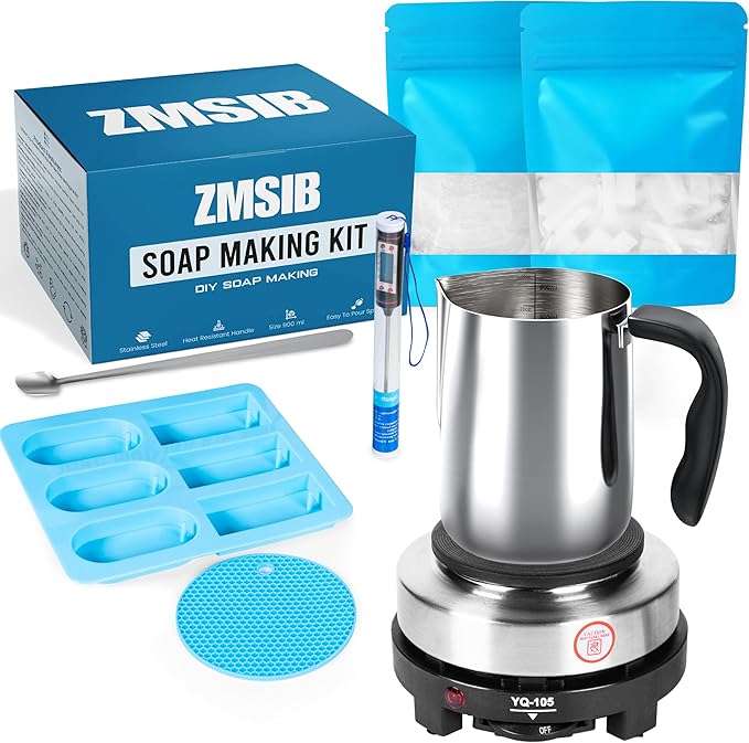 ZMSIB Soap Making Kit with 900ml Stainless Steel Melting Pot | All-in-One DIY by Unknown