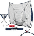 PowerNet Baseball Softball Practice Net 7x7 with Baseball Accessories for Practice Pitching, Batting & Fielding, Ball Caddy, Weighted Baseballs, Tee