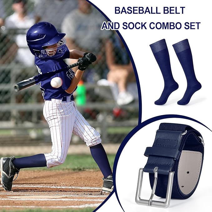 XZQTIVE Baseball Softball Socks and Baseball Softball Belt Combo Set Knee-High Soccer Socks for Kids Youth Adult