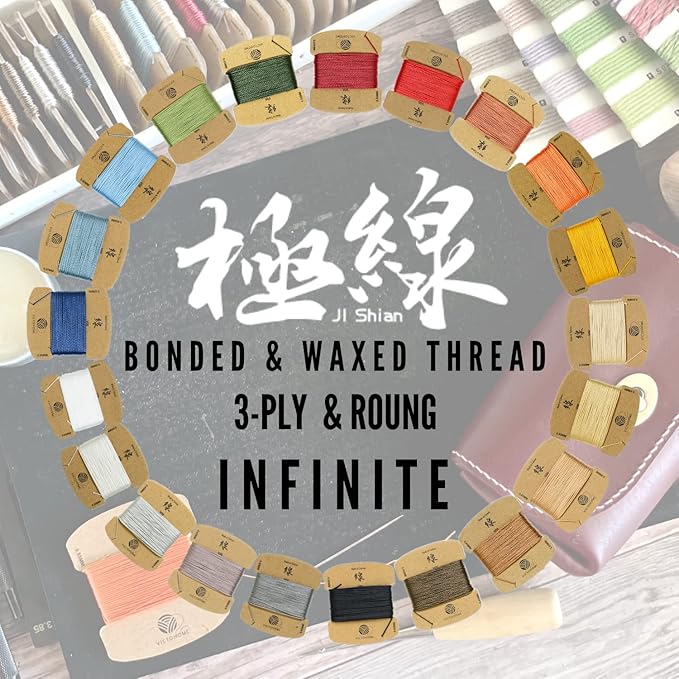 Bonded & Round Waxed Threads, 3-PLY Round Thread 12 Colors 252 Yards - Image 8