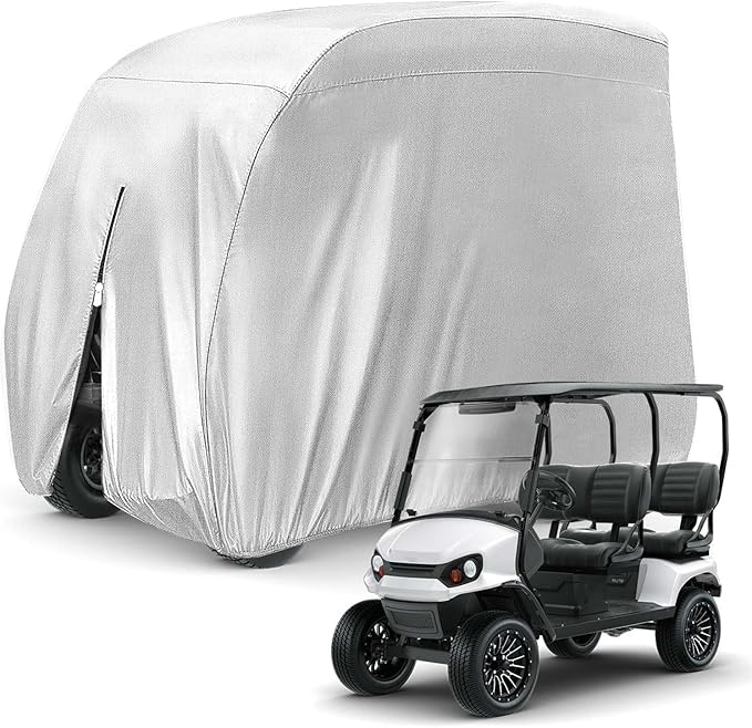 KISEER 4 Passenger 420D Waterproof Golf Cart Cover fits EZ GO Club Car Yamaha, Sunproof Dustproof