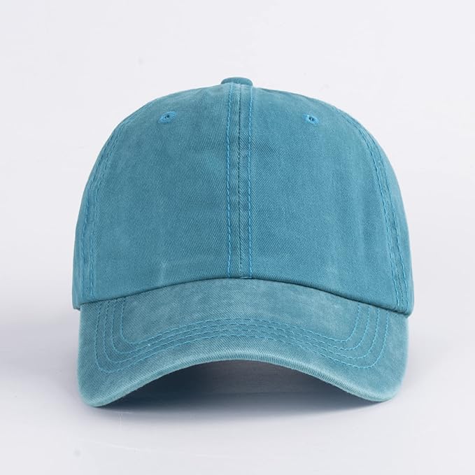 LANGZHEN Unisex Baseball Cap 100% Cotton Fits Men Women Washed Denim Adjustable Dad Hat
