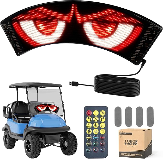 10L0L Golf Cart Devil Eyes Light Sign, Programmable Flexible Screen for Windshield, DIY Dynamic Programmable with App Control,Window Screens for Festivals, Daily