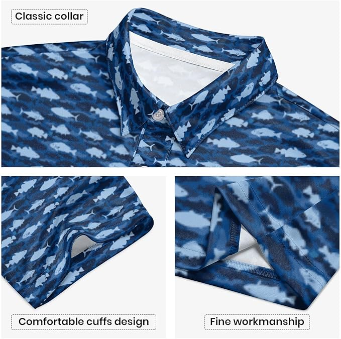 Golf Polo Shirts for Men Funny Print Short Sleeve Golf Shirts Performance Golf Polos