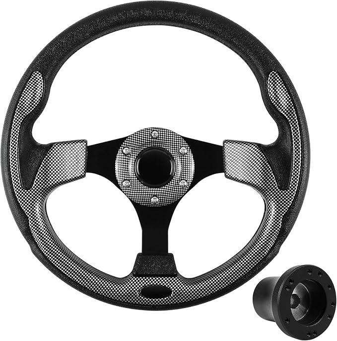 Golf Cart Accessories Steering Wheel and Golf Adapter for EZGO TXT & RXV Golf Carts Adapter Skid-(5156black gray)