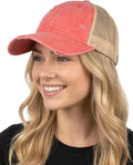 Funky Junque Trucker Hat for Women – Distressed Low Profile Western Camo Baseball Cap with Mesh, Trendy and Adjustable Fit