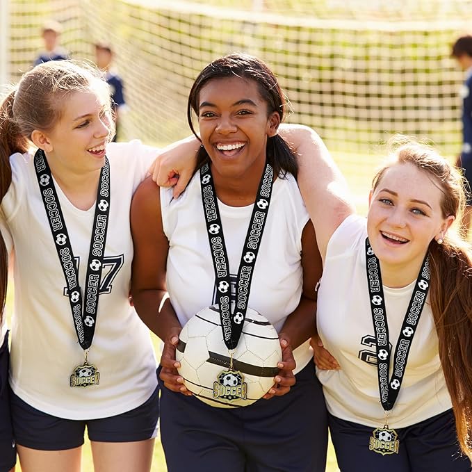 Ecation Medals with Neck Ribbons Soccer Awards Medals Baseball Team Awards Softball T-Ball Flag Football Trophy for Kids Sports Competitions Celebration Gift