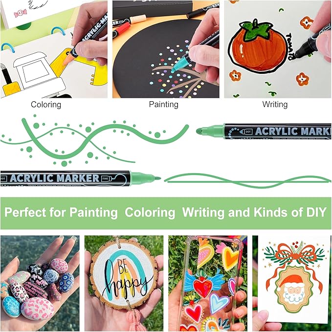 80 Colors Waterproof Dual Tip Acrylic Paint Pens, Dot & Fine Tip Premium - Image 6