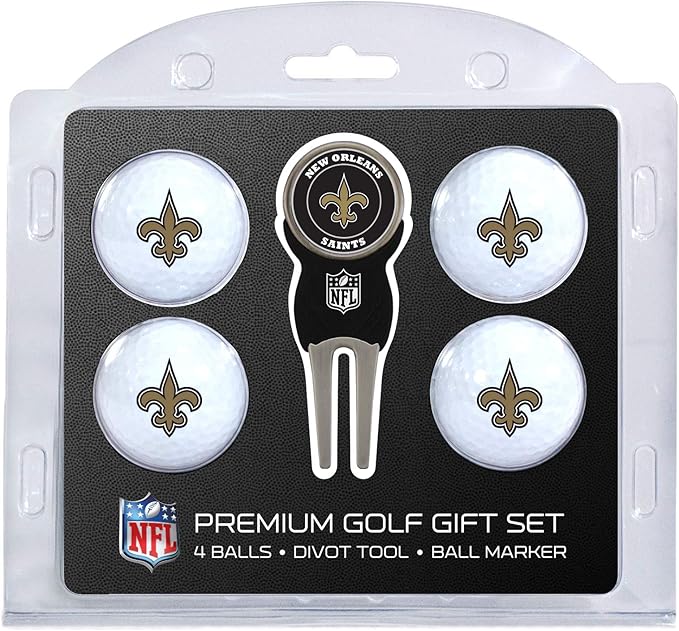 Team Golf NFL Regulation Size Golf Balls (4 Count) & Divot Tool with Removable Double-Sided Magnetic Marker