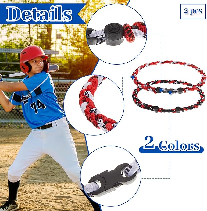 Junkin Baseball Necklaces Three Braided Rope Titanium Necklace for Fans Team Gifts Boys Men Player Softball Sports
