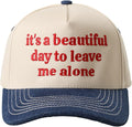 MIRMARU Two-Tone Vintage Canvas Trucker Hats for Men & Women, Adjustable Size Baseball Caps with Trendy Embroidered Design