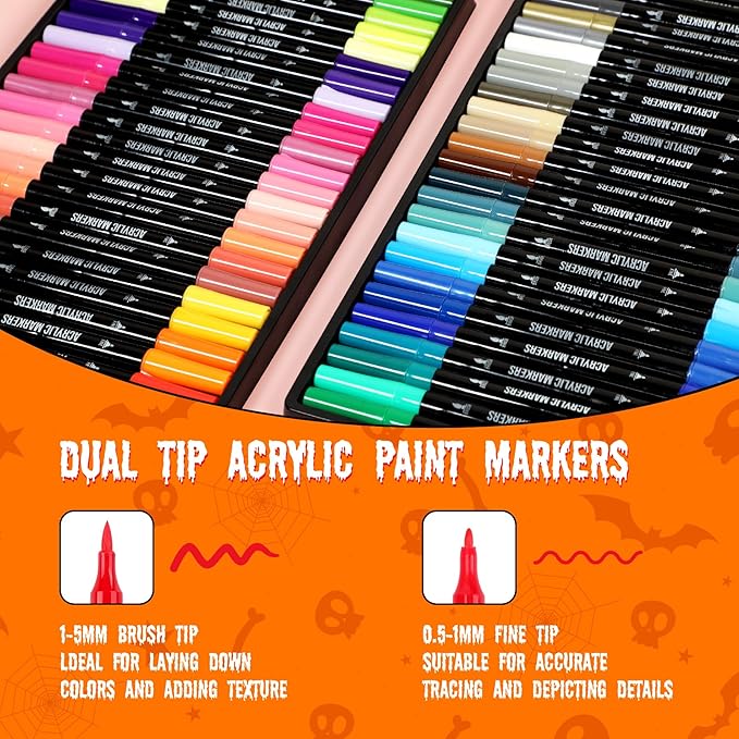 48 Colors Acrylic Paint Markers, Dual Tip - Image 2
