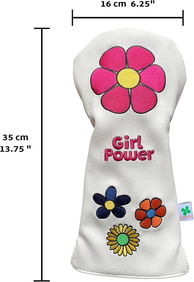 Foretra Driver Headcover Golf Club Covers Blade Mallet Putter Cover Alignment Stick Holder Hybrid Fairway Wood Head Cover Girl Power Novelty Golf Accessories for Most Brands