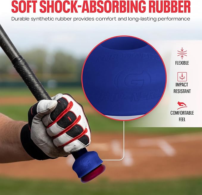 Grip-N-Rip Knob Stacker Choke-Up Ring for Baseball/Softball Bats Provides Choking Up Space & Relief from Bat Sting, Stackable for Custom Fit and Comfort