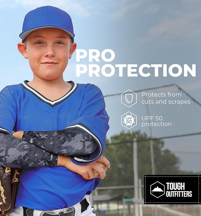 Tough Outdoors Baseball Arm Sleeve Youth & Adults - Compression Arm Sleeves for Kids Boys & Girls Men & Women - Football