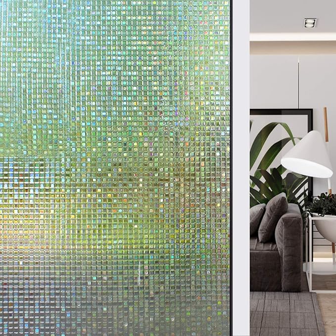 HIDBEA 3D Decorative Window Privacy Film Non-Adhesive Heat Control UV Blocking by HIDBEAWindowFilm