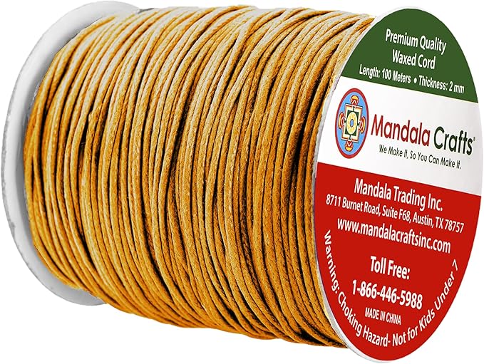 Mandala Crafts 2mm 109 Yards Dark Goldenrod Cotton Waxed Cord - Image 2