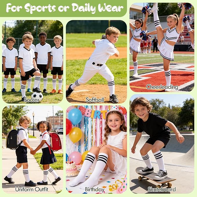 American Trends 2 Pairs Baseball Soccer Socks Youth Boy Girl Kids Toddler Softball Football Tball Socks Knee High Accessories