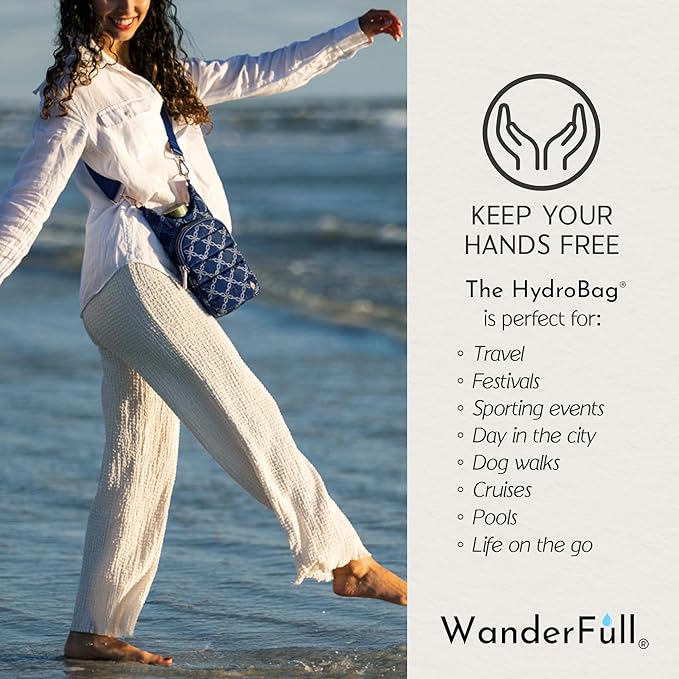 WanderFull® Original HydroBag® Collection, Water Bottle Holder, Gift for Women, Mom, Girlfriend, w/Strap & Phone Pocket, Hands-Free Crossbody Water Bottle Bag