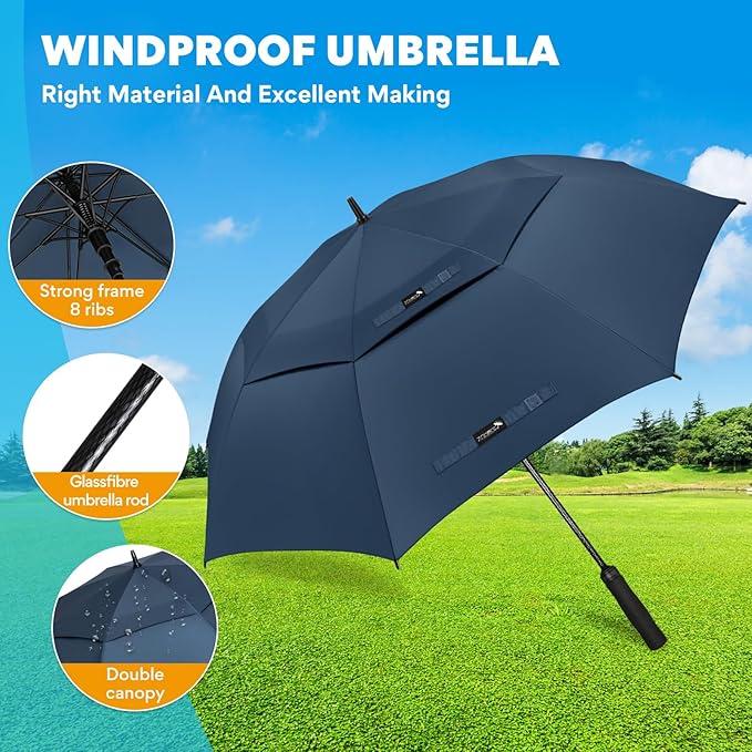 ZOMAKE Golf Umbrella Windproof, Extra Large Oversized Heavy Duty Double Canopy for Rain, Sports Games & Push Cart(51/54/62/68/72Inch)