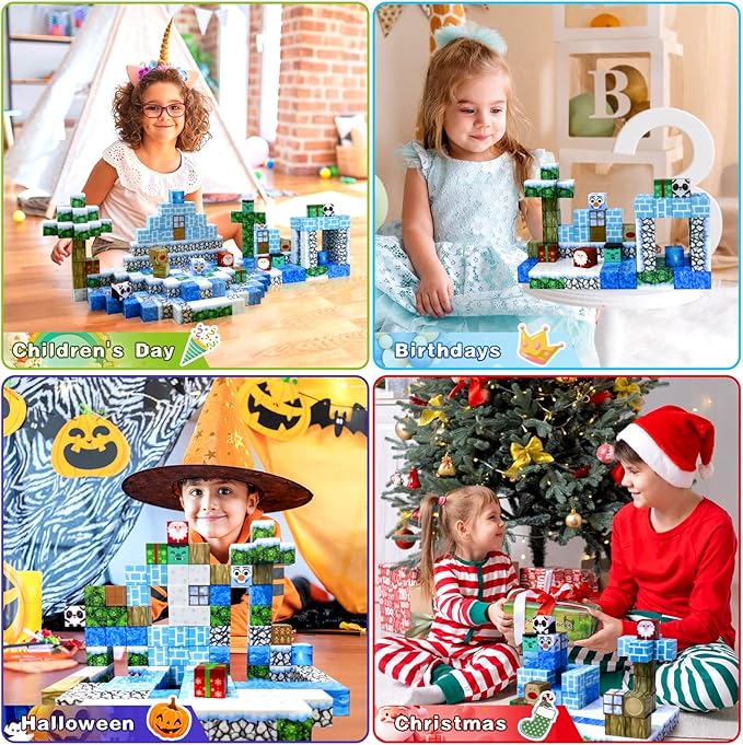 Aleath 100PCS Magnetic Building Blocks-for Kids, Chirstmas Build Magnet World - Image 7
