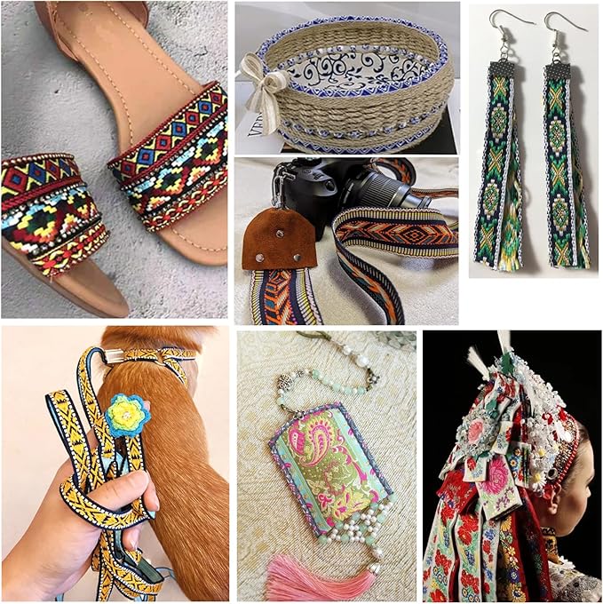 PH PandaHall 7 Yards Jacquard Ribbon, 1.3 Inch Vintage Sewing Emobridered Woven - Image 2