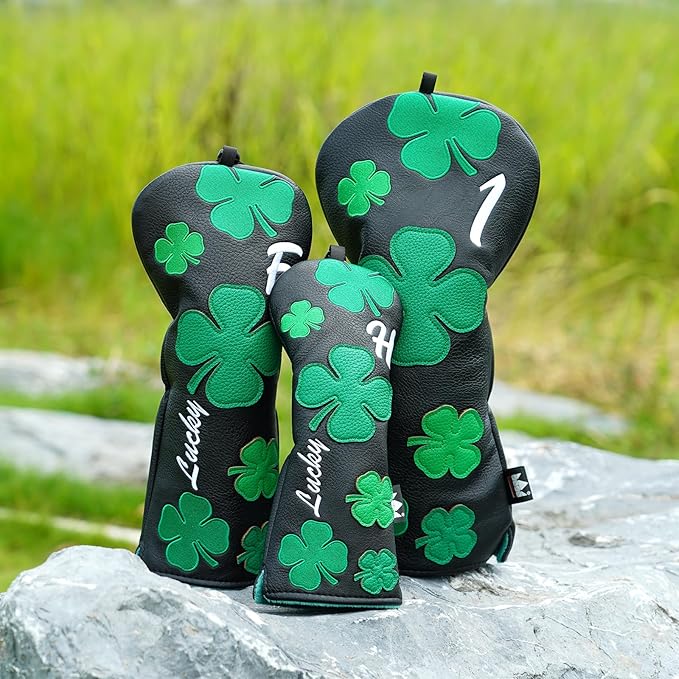 Craftsman Golf Green Lucky Clover Driver Wood Hybrid Headcover Blade Mallet Putter Cover for Scotty Cameron Taylormade Odyssey Also for Custom Version with Your Name Stitched