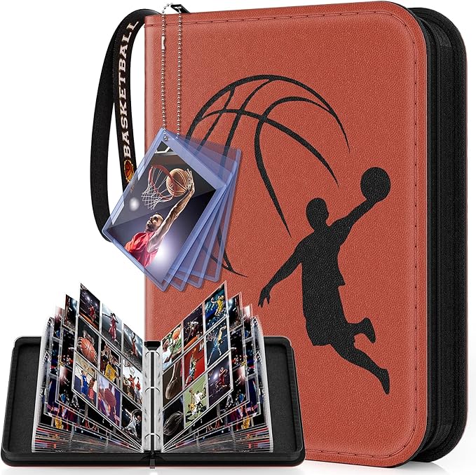 Basketball Card Binder 720 Pocket, Sports Card Binder with Card Display Design, Premium Card Holder with Sports Pattern Wristband Fit for Basketball Cards 2026
