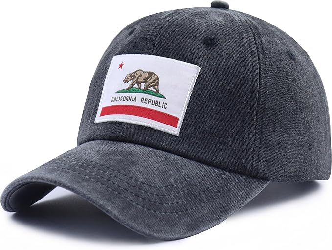 California State Flag Hats for Women Men, Adjustable Cotton California Bear Baseball Cap