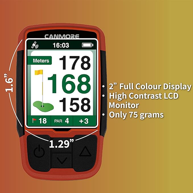 CANMORE Handheld Golf GPS HG200 - Water Resistant Full-Color Display with 41,000+ Essential Golf Course Data and Score Sheet - Free Courses Worldwide and Growing (Orange)