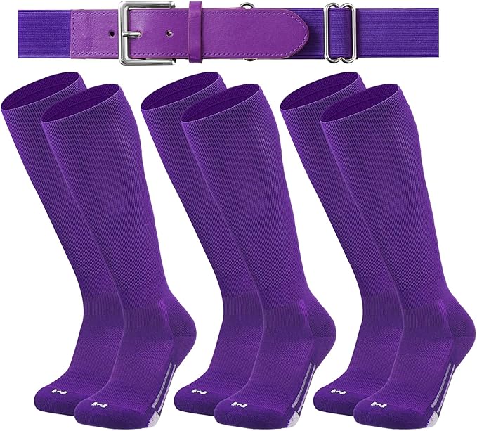 Youth Elite Baseball/Softball Socks & Belt Combo (3 Pairs of Socks with 1 Belt)