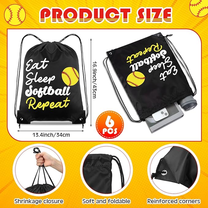 Reallnaive 12 Pcs Softball Party Favors 24 oz Softball Water Bottle Gift for Team with Drawstring Bag Bulk Gifts Tumbler Cup Sports Themed Accessories for Events Supplies