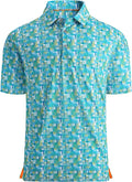Alex Vando Mens Golf Shirt Moisture Wicking Quick-Dry Print Performance Polo Shirts for Men