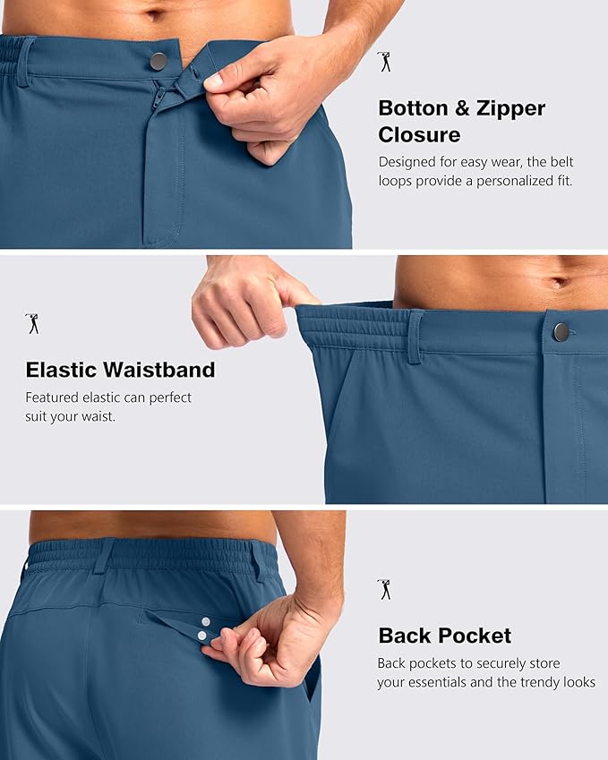 Pudolla Men's Casual Shorts 7"/9"/5" Lightweight Golf Shorts with 3 Pockets Stretch Quick Dry Comfy Work Shorts