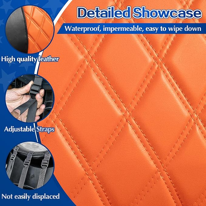 NOKINS 4PCS Golf Cart Diamond Seat Covers Kit,Front and Rear Seat Covers for Club Car Precedent/EZGO TXT/Yamaha Original Regular Seat Cushion (Orange and Black, Club Car Precedent)