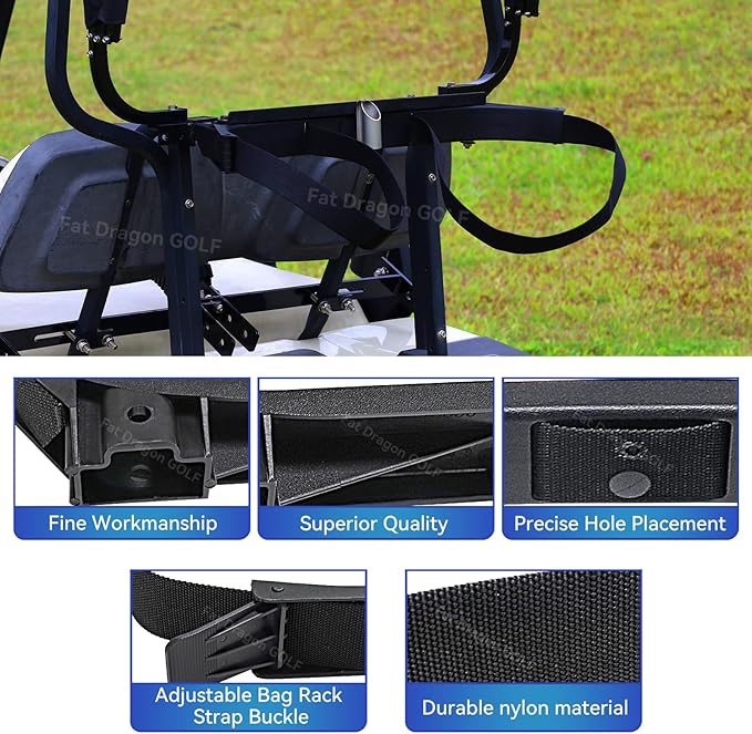 Panglong 2 Seat DS Golf Cart Bag Holder with Screws, Golf Bag Attachment for 1987-Up Club Car DS 2 Seat Models, OEM #1013935