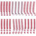 YKW 24 Pack Baseball Stitch Headbands Hair Ties No Crease Elastic Sports Seam Hair Accessories for Women Girls Players - Team Gifts Baseball Party Favors Red White Sports Ribbon Ponytail Holders