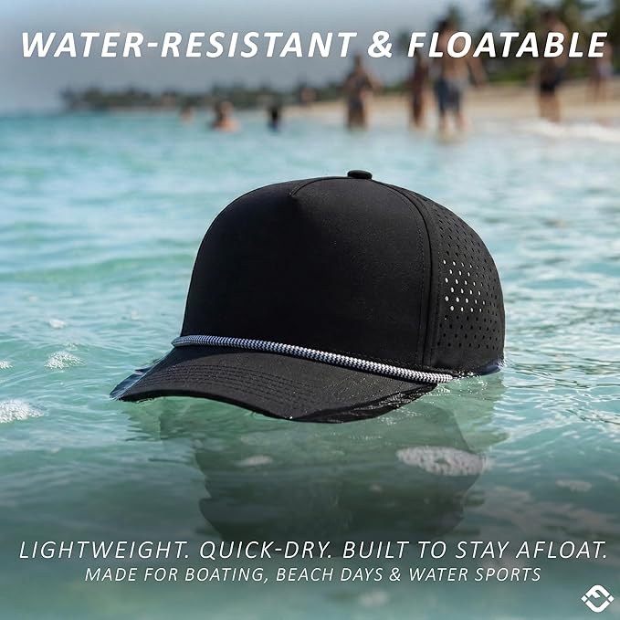 Funky Junque Performance Waterproof Golf Rope Hat – Cool Breathable Workout 5 Panel Snapback Cap for Men