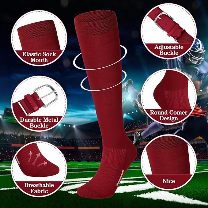 Haysandy Baseball or Softball Sock and Belt Combo Set 3 Football Baseball Socks with Softball Belt for Youth Boys Kids