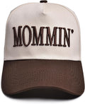Women’s Mommin Trucker Hat – Vintage Two-Tone Ponytail Baseball Cap, Embroidered Adjustable Hat, Great Gift for Mom & Women