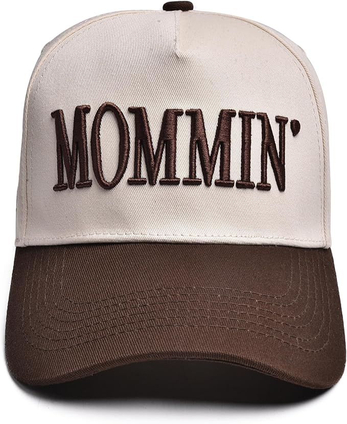 Women’s Mommin Trucker Hat – Vintage Two-Tone Ponytail Baseball Cap, Embroidered Adjustable Hat, Great Gift for Mom & Women