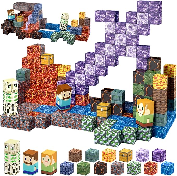 213 PCS Magnetic Blocks Building Toys Set Sword Kids Blocks by Aidyvoi